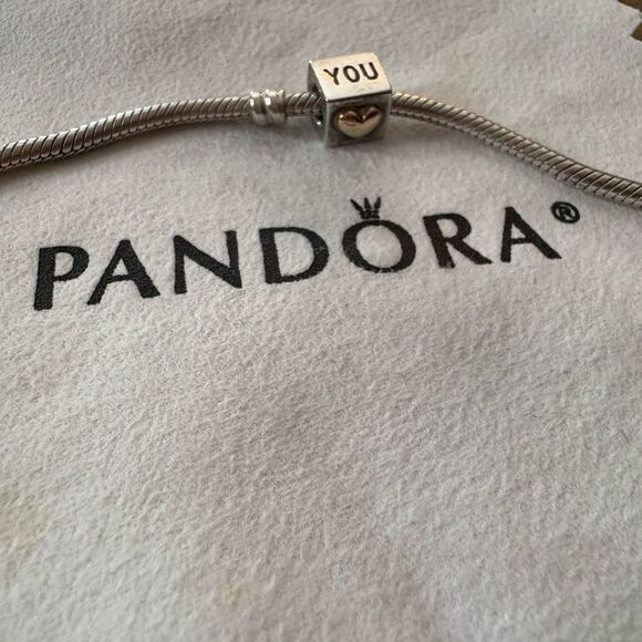 PANDORA Retired Heart “I Love You” Bead Silver and Gold Charm 790200 - Picture 4 of 5